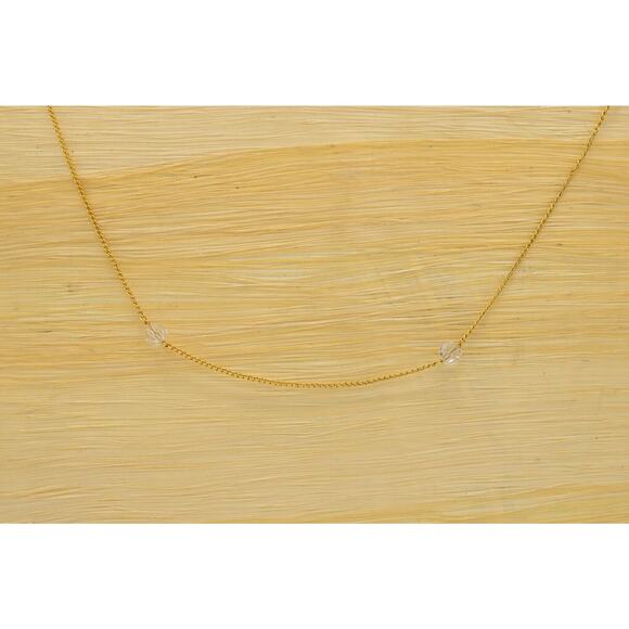 Trifari Vintage Station Necklace Gold Chain Clear Crystal Beaded Signed Bin6B - Picture 8 of 12